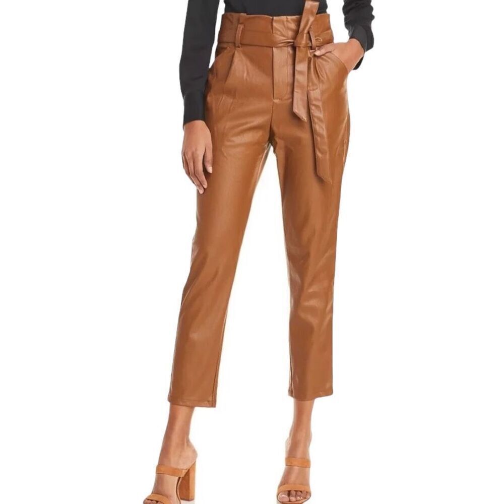 LUCY PARIS womens faux leather pleated casual pants